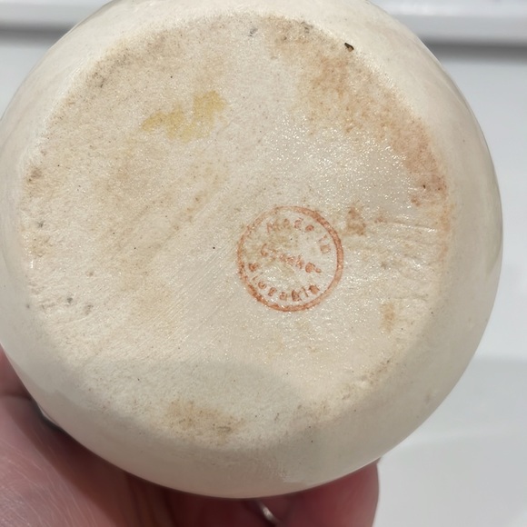 Vintage 1930s Luster Ware White Iridescent Creamer Pitcher w/ Black Handle - Picture 2 of 4